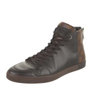 LOUIS VUITTON Leather High Top Sneakers LV Sz 7, US sz 8